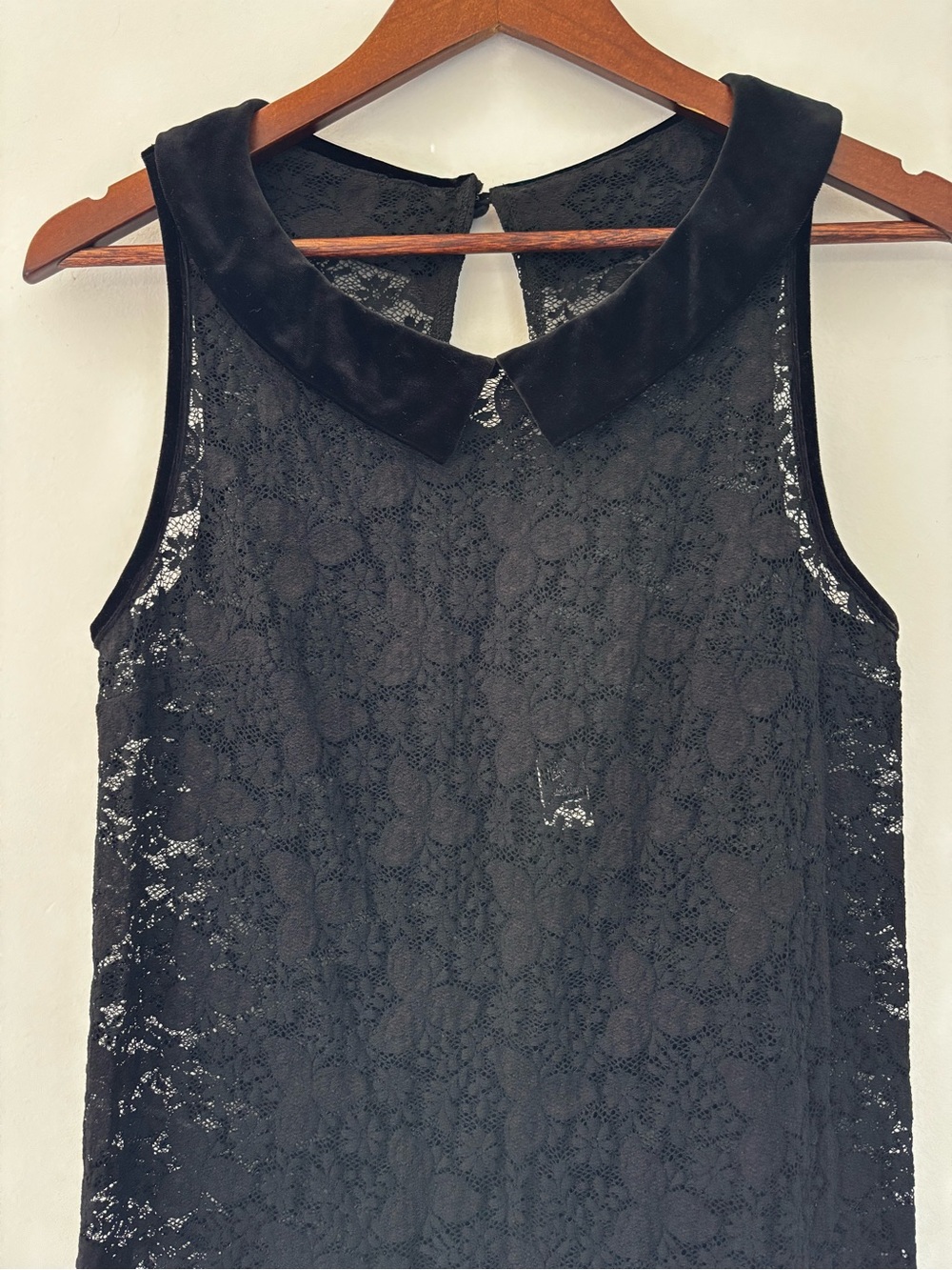 Only Hearts NYC Black Lace Whimsigoth Dress Velvet Collar Fairy Grunge M - Picture 5 of 12
